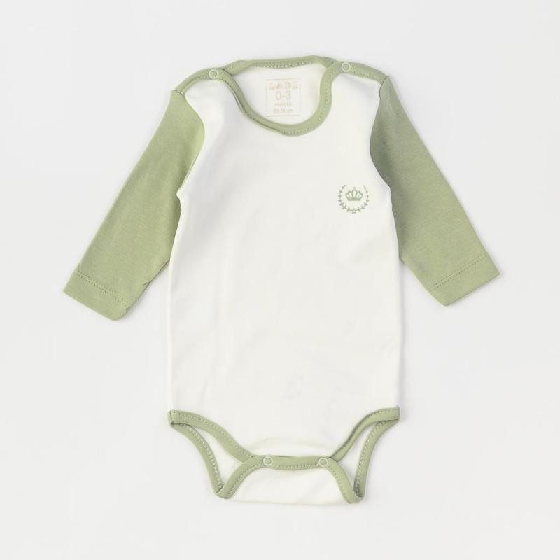 Baby bodysuit with long sleeves For a boy  Ladi King  Green