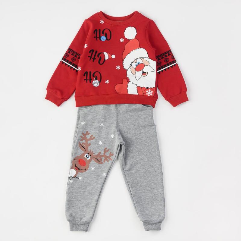 Childrens Christmas set For a boy  Eray Kids HO-HO-HO  Quilted Red