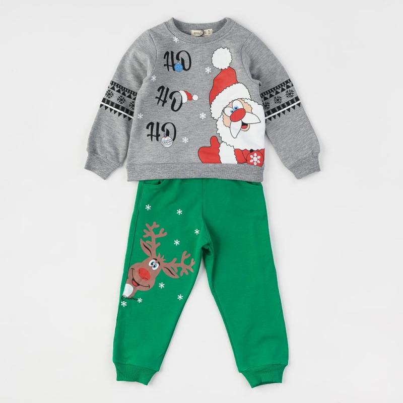 Childrens Christmas set For a boy  Eray Kids HO-HO-HO  Quilted Gray