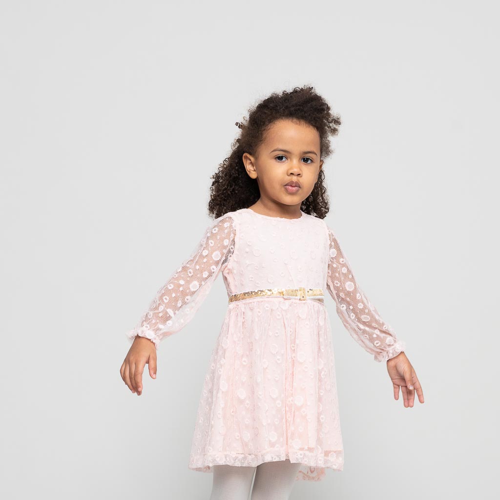 Детски комплект за момиче палто и рокля Baby Rose Розов