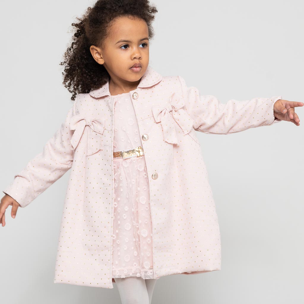 Детски комплект за момиче палто и рокля Baby Rose Розов