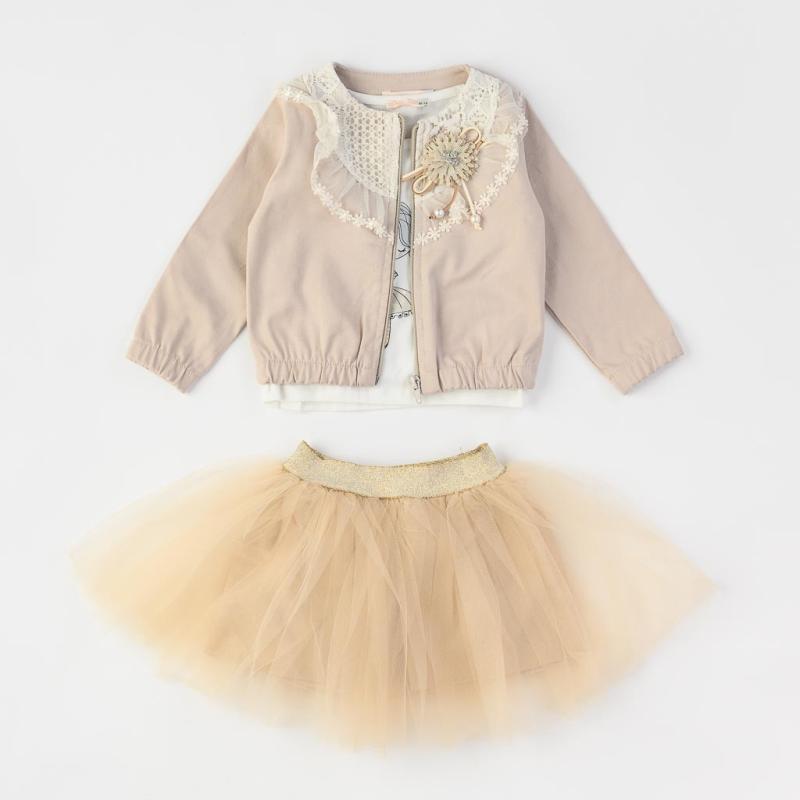 Παιδικό σετ Μπουφάν Μπλούζα με Φούστα  Baby Rose  Μπεζ