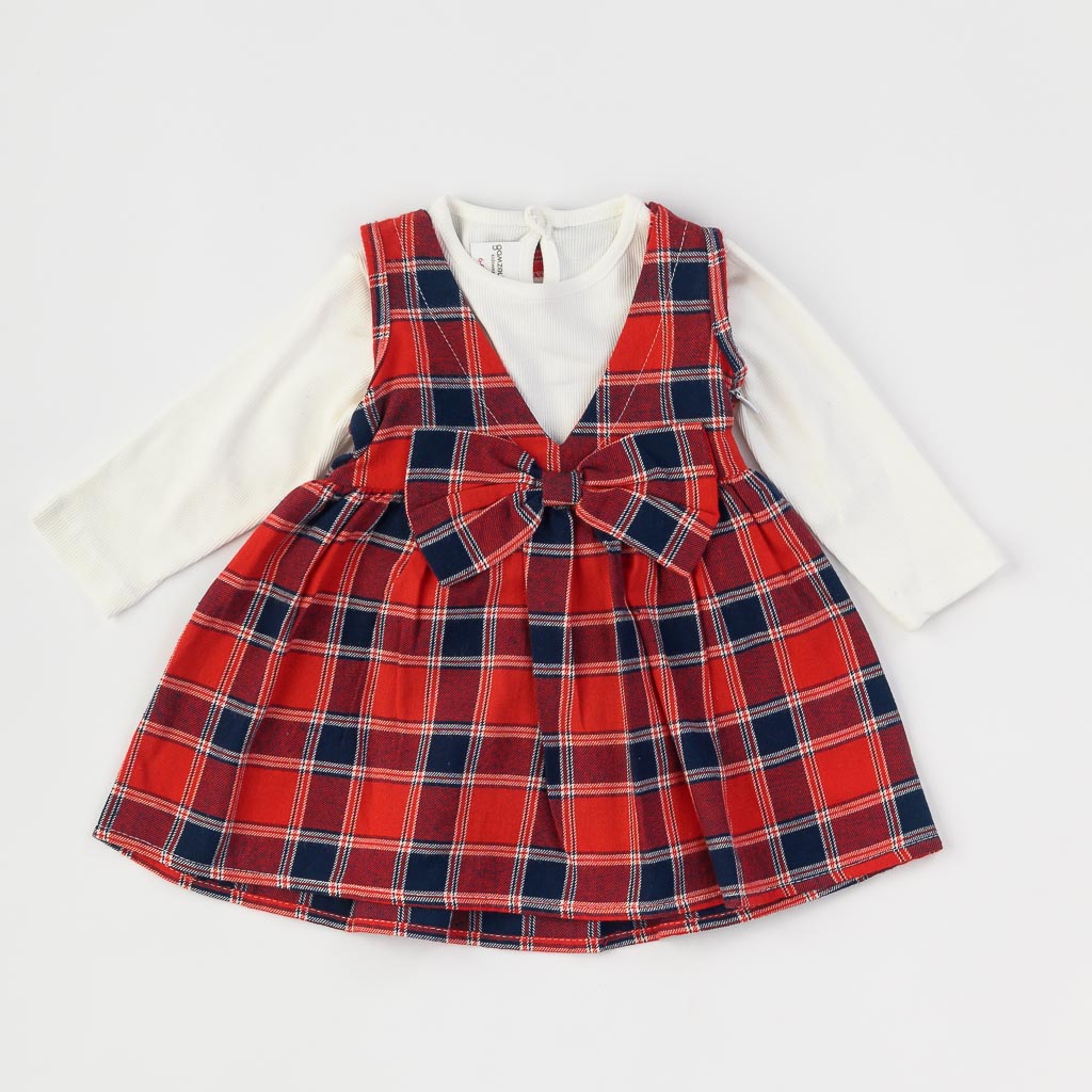 Бебешки комплект блуза и сукман Traditional Girl Червен