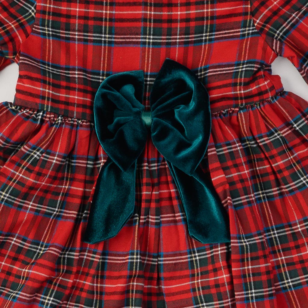 Детска коледна рокля  με μακρυ μανικι κορδελα με κορδελα για μαλλια  Eray Kids  Κοκκινο
