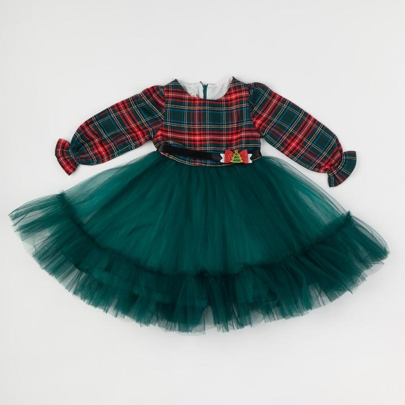 Παιδικο χριστουγεννιατικο φορεμα με μακρυ μανικι με τουλι  Eray Kids Christmas Tree  Πρασινα