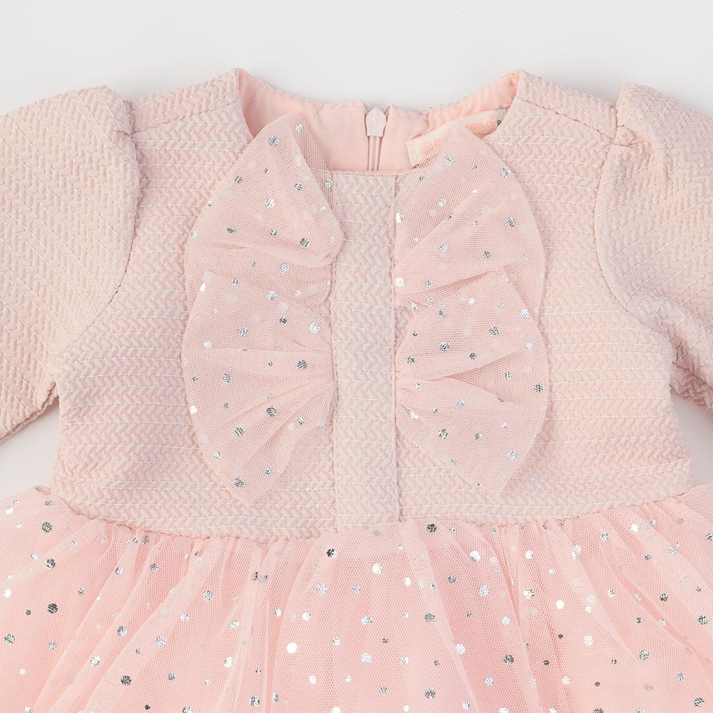 Παιδικο επισημο φορεμα με τουλι  Baby Rose  Ροζε