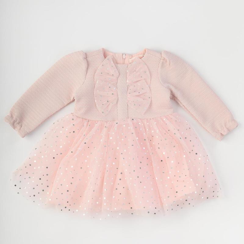 Детска официална рокля с тюл Baby Rose Розова