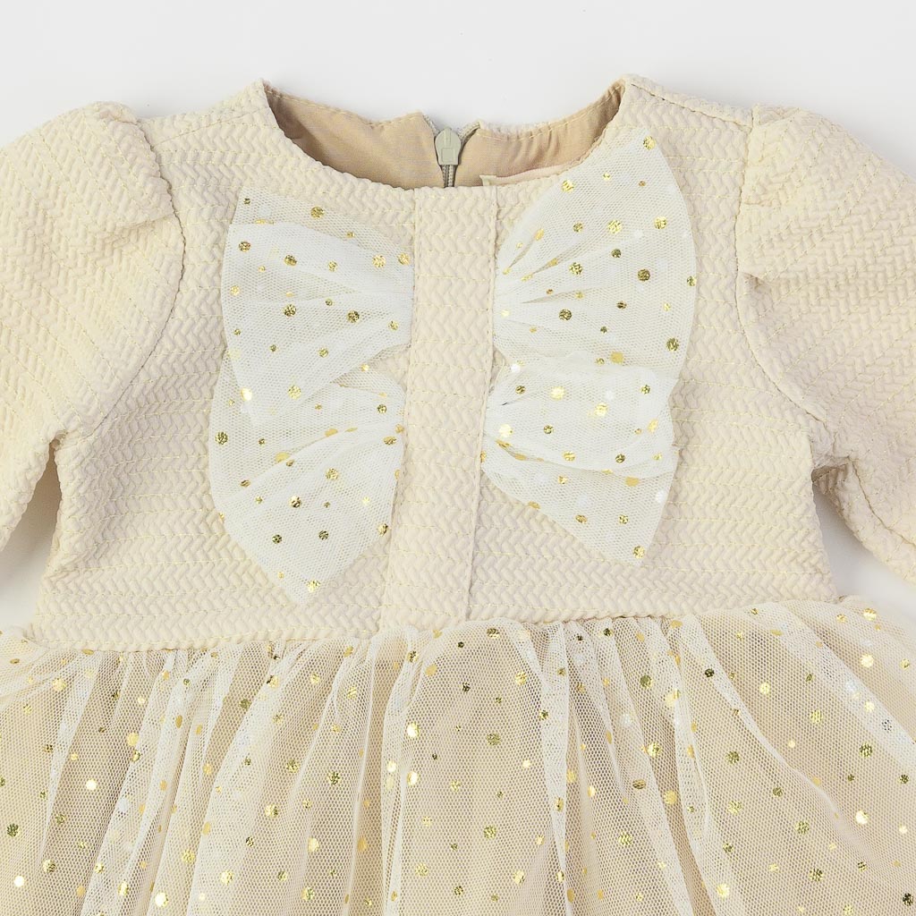 Детска официална рокля с тюл Baby Rose Бежова