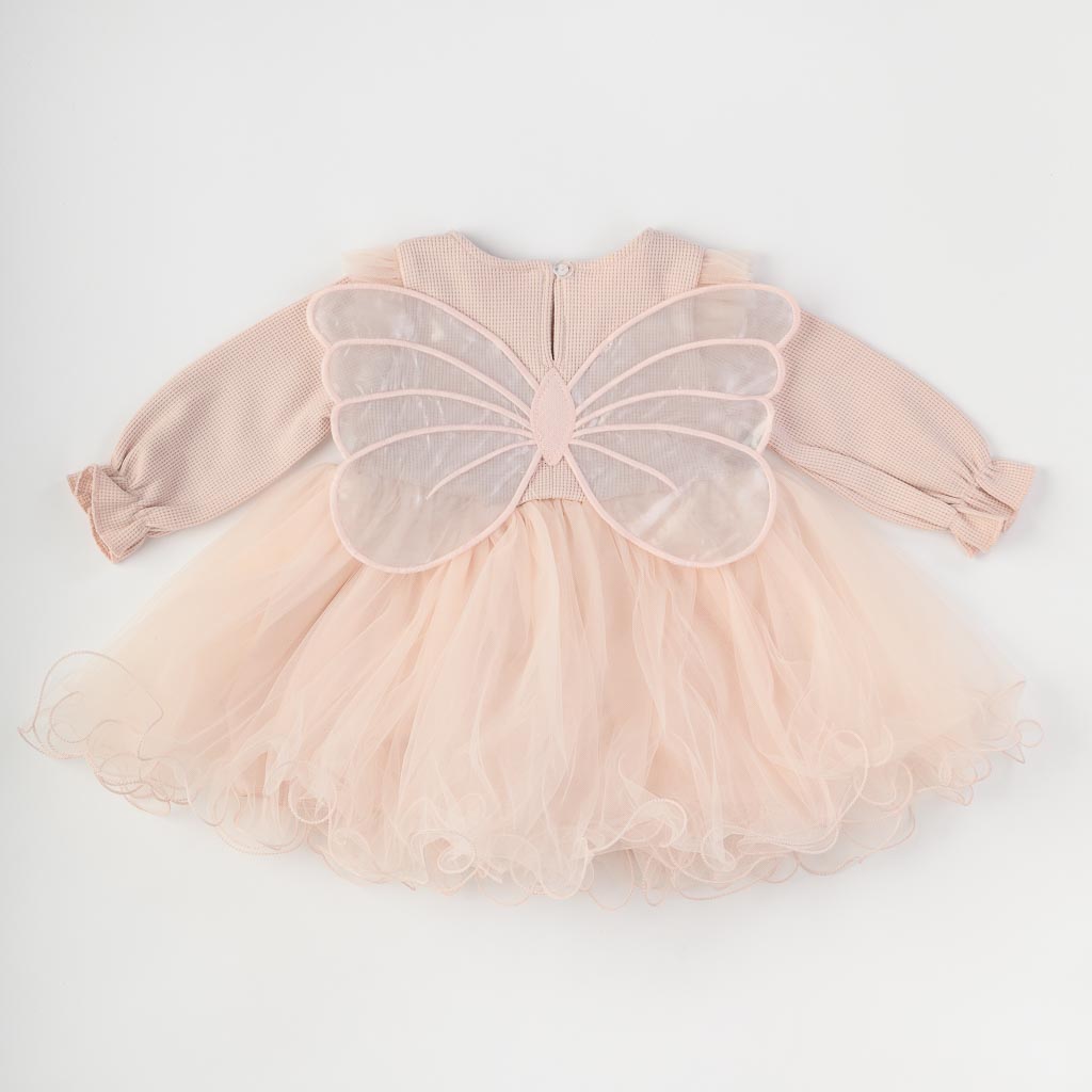 Бебешка рокля с тюл и крилца Lilax Розова