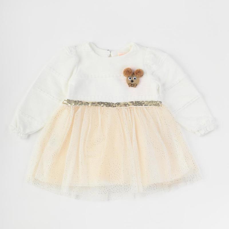 Baby dress with tulle and brooch  Baby Rose  White