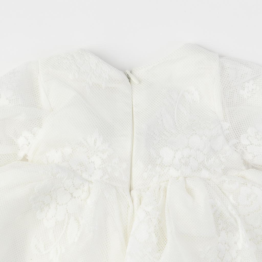 Βρεφικά σετ ρούχων επισημο φορεμα με δαντελα  с чорапогащник  κορδελα για μαλλια με παπουτσακια  Amante Flower  Ασπρο