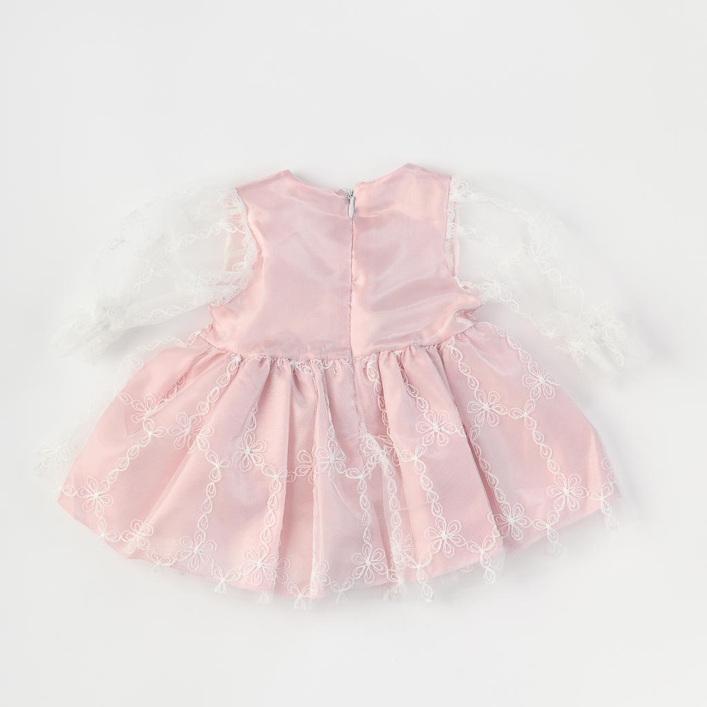 Бебешка официална рокля с лента за коса Amante Glamorous Baby Розова