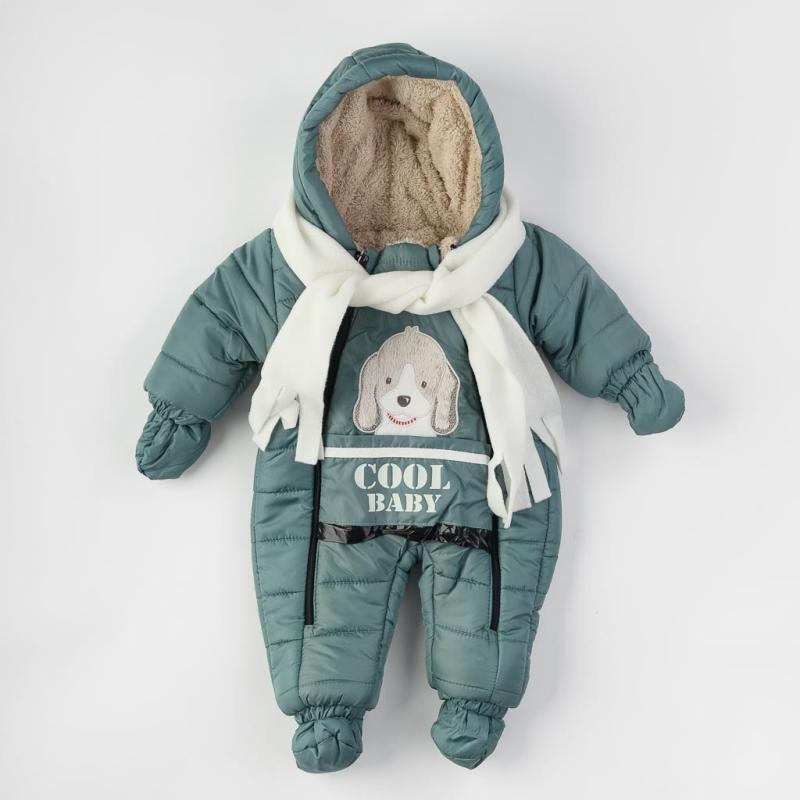 Βρεφικές Φόρμες Εξόδου Για Αγόρι με γαντακια καλτσουλες με κασκολ  Lavin Cool baby dog  Πρασινο