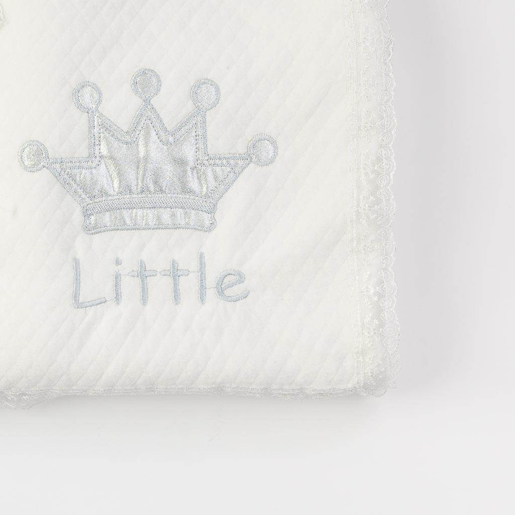 Παιδικη κουβερτα χειμωνιατικο με δαντελα  80x75   см.   Little  ασπρα
