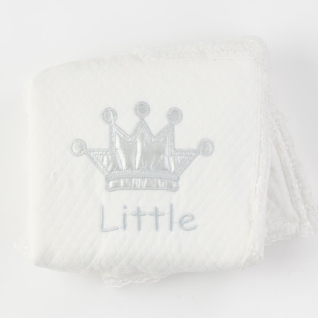 Παιδικη κουβερτα χειμωνιατικο με δαντελα  80x75   см.   Little  ασπρα