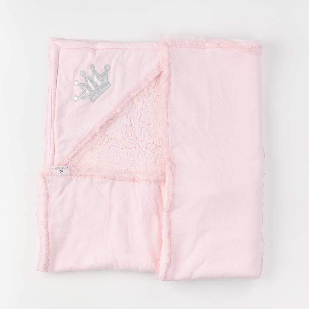 Παιδικη κουβερτα χειμωνιατικο Για Κορίτσι με δαντελα  80x75   см.   Little  Ροζε