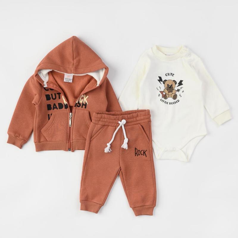 Baby sports set For a boy 3 parts  Sisero Cute but Rock  Quilted Orange