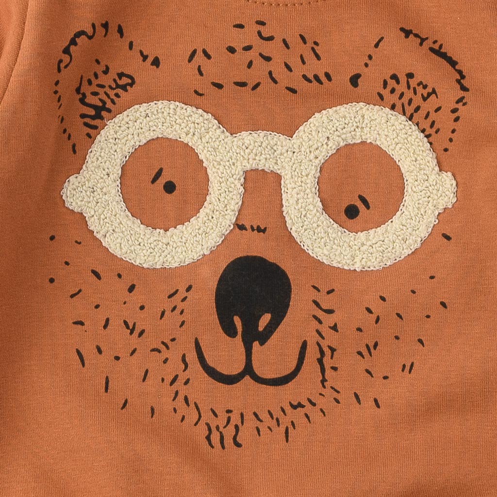 Βρεφικο αθλητικο σετ Για Αγόρι  Minilox Bear with glasses  Βαμβακερο Καφε