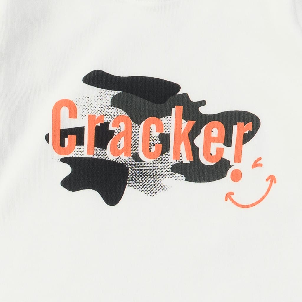 Βρεφικά σετ ρούχων 3 τεμαχια Για Αγόρι με γιλεκο  CKracker Smile  Πορτοκαλη