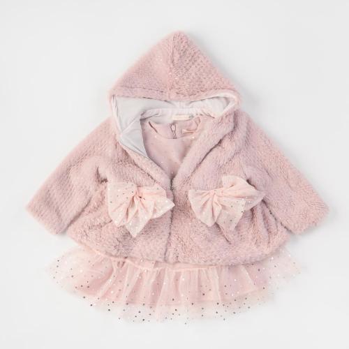 Παιδικό σετ Φόρεμα με τουλι με παλτο  Baby Rose  Ροζ