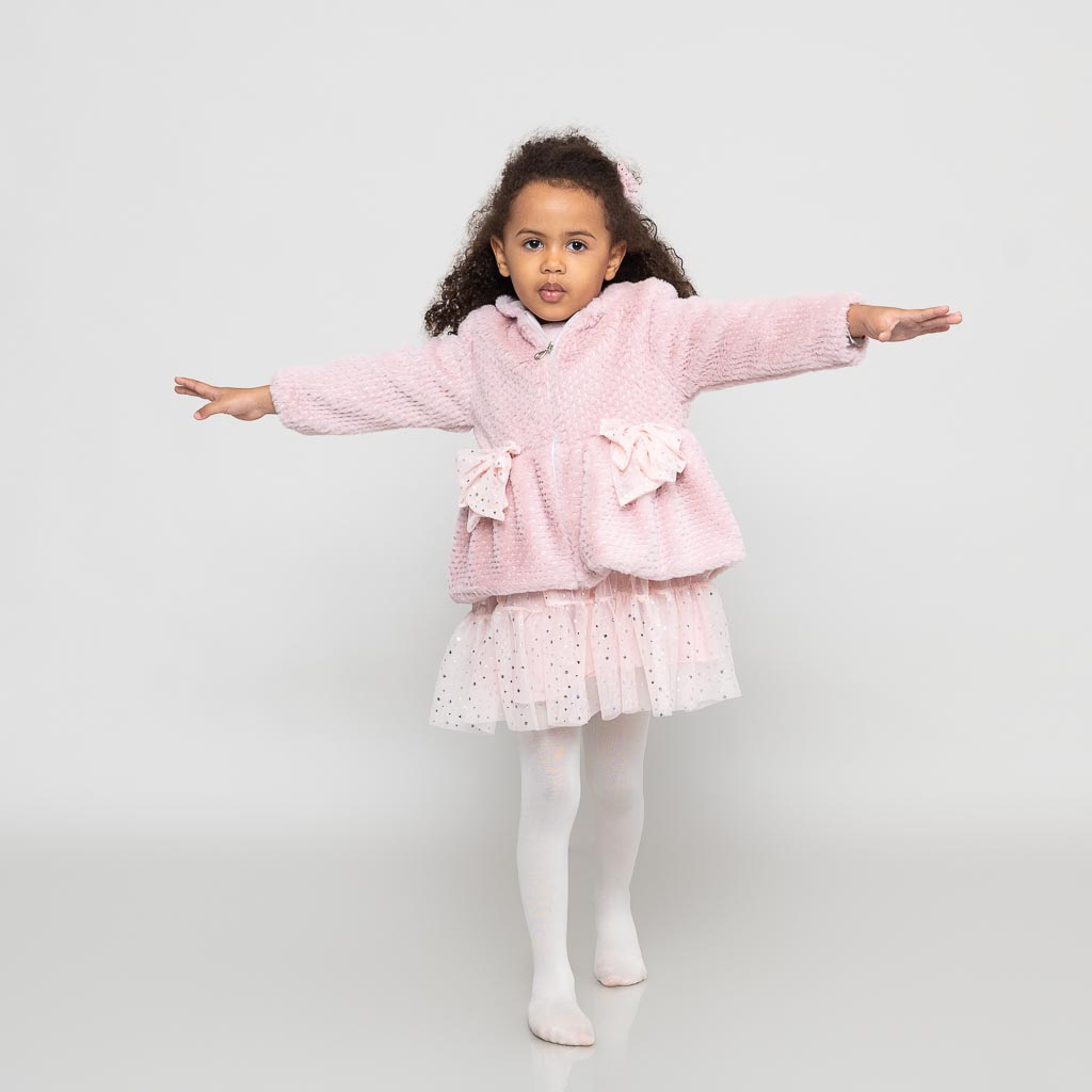 Детски комплект рокля с тюл и палто Baby Rose Розов