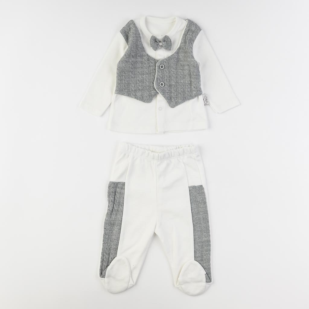 Βρεφικό σετ νεογέννητου με κουβερτουλα Πλεκτο Για Αγόρι  Tafyy  10 τεμαχια παιχνιδι αρκουδακι Γκρί