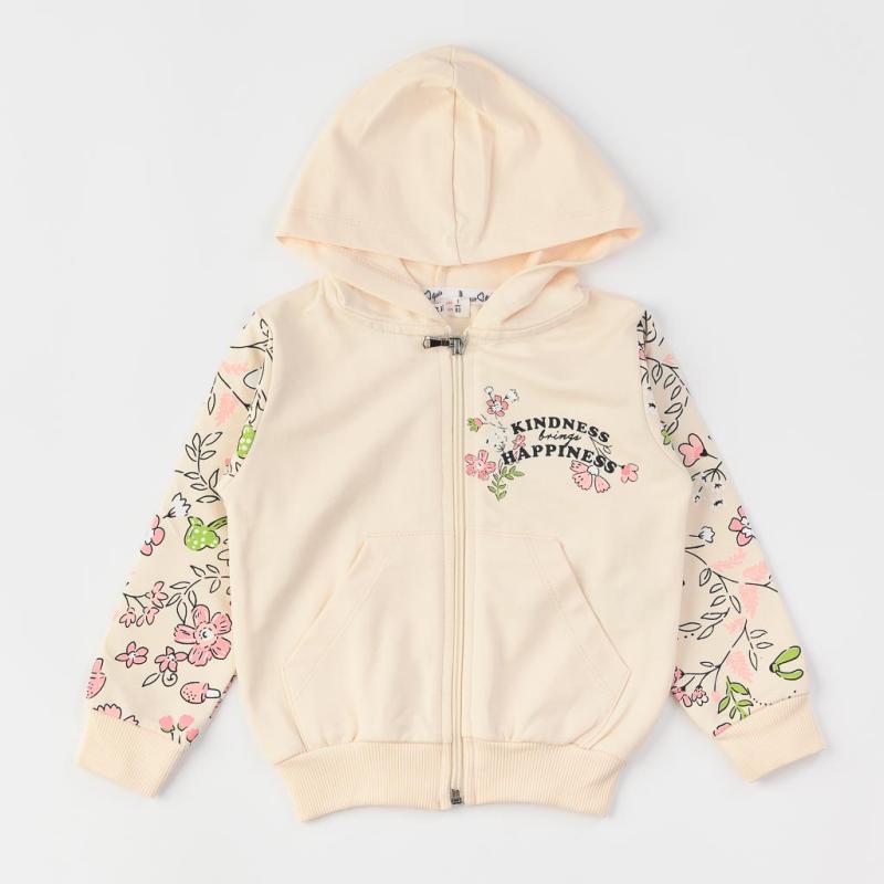 Childrens sweatshirt For a girl  Breeze Kindness brings Happiness  Beige