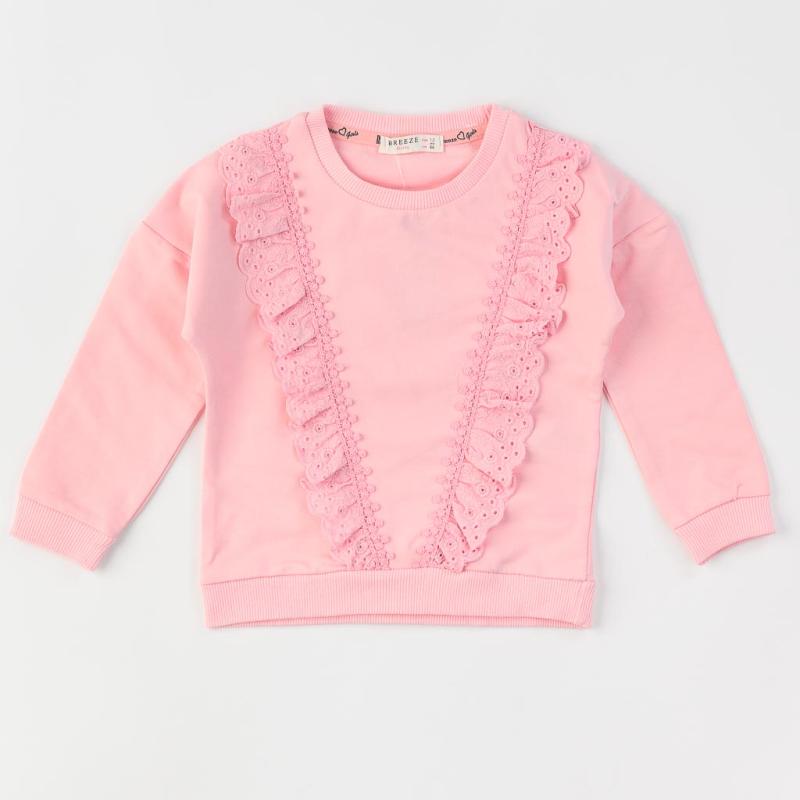 Childrens blouse For a girl with frilly  Breeze  Pink