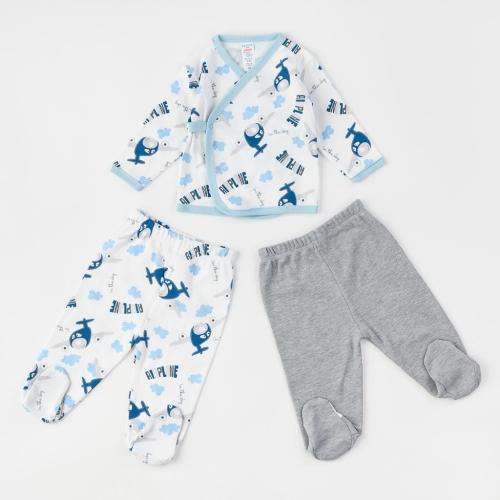 Βρεφικά σετ ρούχων Για Αγόρι με δυο ζευγαρια βρεφικα παντελονακια  Breeze Airplanes  Μπλε