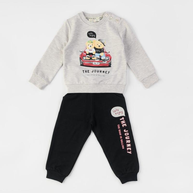 Childrens sports set with long sleeves For a boy  Lets Enjoy Breeze  Gray
