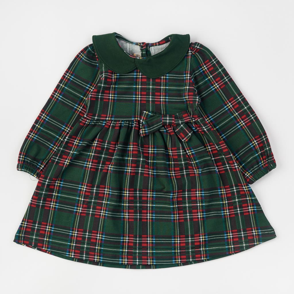Παιδικο φορεμα με μακρυ μανικι  и яка  τετράγωνο  Deco  Πρασινα