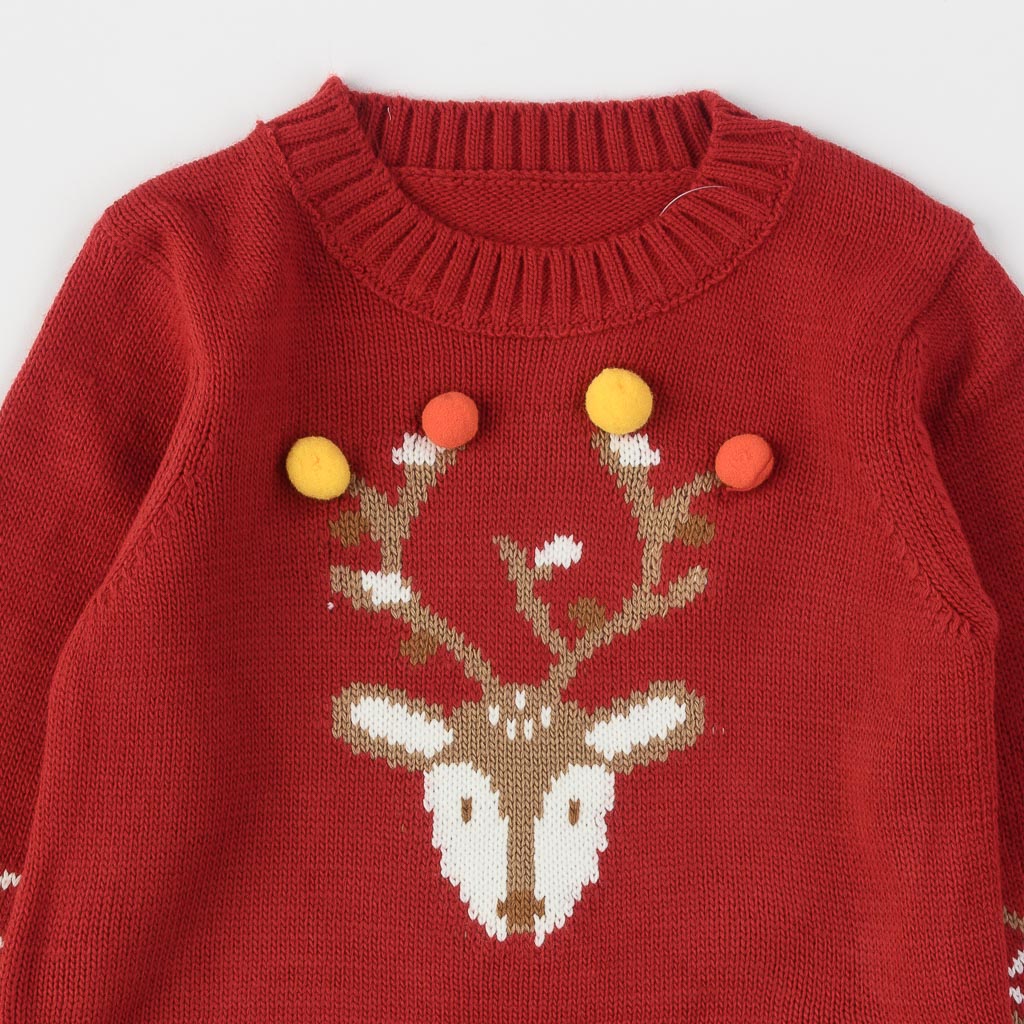 Детски коледен пуловер за момиче Babyfirst So funny Christmas Червен