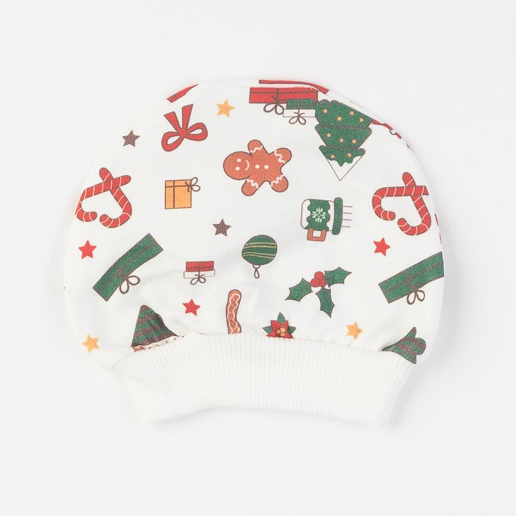 Βρεφικο χριστουγεννιατικο ολοσωμο φορμακι με καπελο Για Αγόρι  Agucuk   Candy  Ασπρο