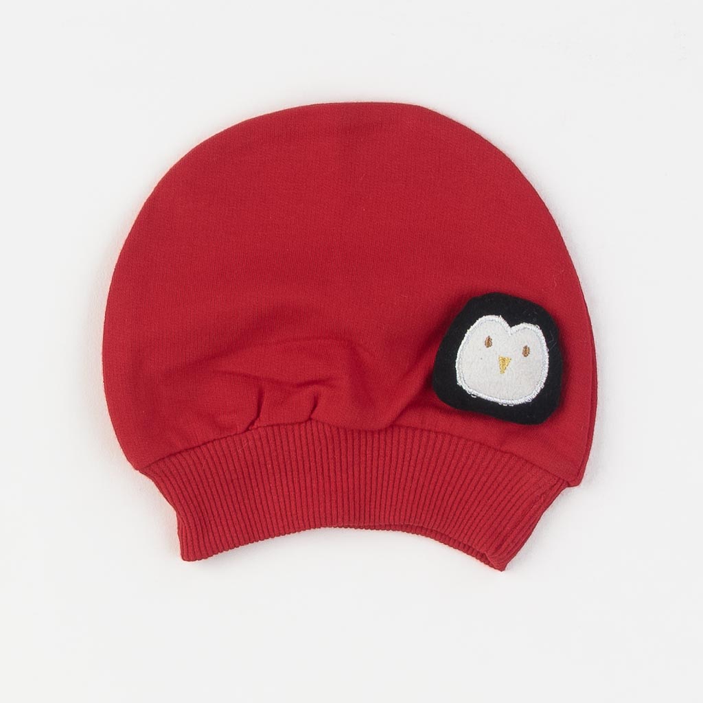 Бебешки коледен гащеризон с шапка за момче Agucuk Penguin Червен