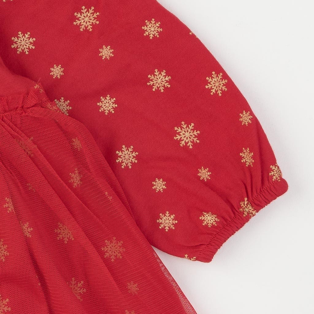 Βρεφικο χριστουγεννιατικο φορεμα με τουλι  Paun Baby   The best this year  Κοκκινο