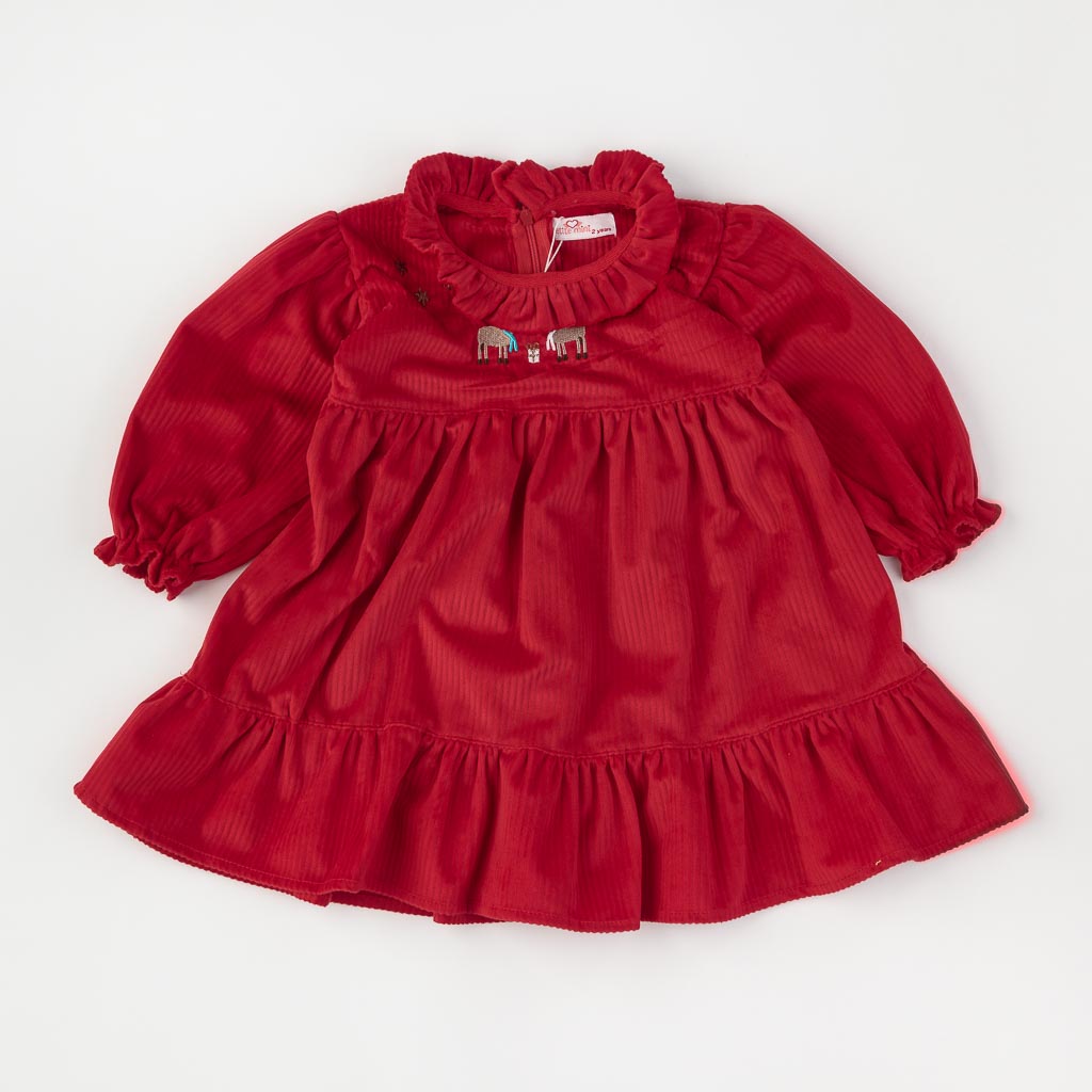 Детска коледна рокля  με γιακα  Peite Mini  Κοκκινο