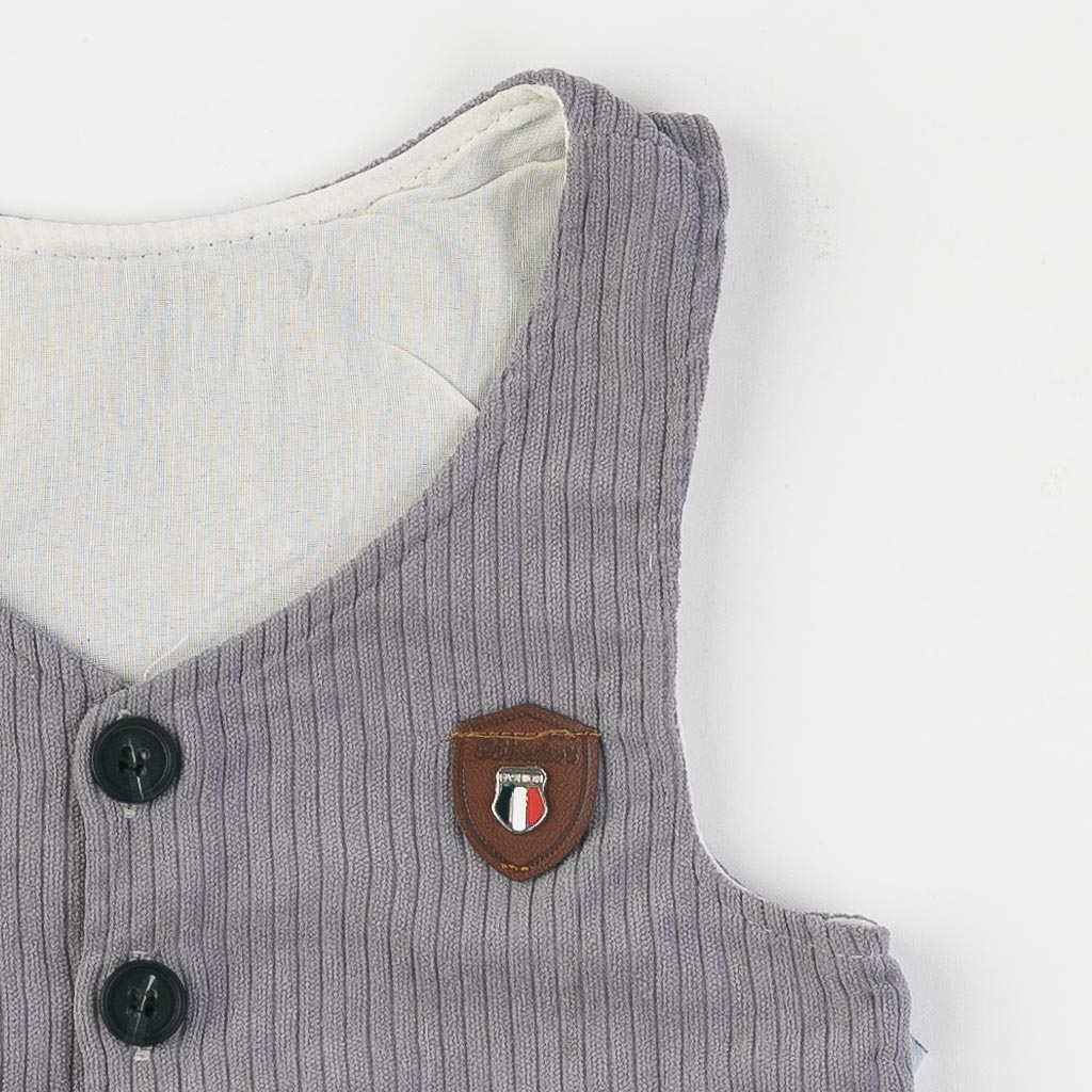 Βρεφικά σετ ρούχων Για Αγόρι Πουκάμισο Παντελόνι με Γιλέκο  Baby Gray  Γκρί