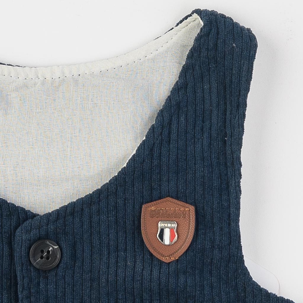 Βρεφικά σετ ρούχων Για Αγόρι Πουκάμισο Παντελόνι με Γιλέκο  Baby Gray  Σκουρο μπλε
