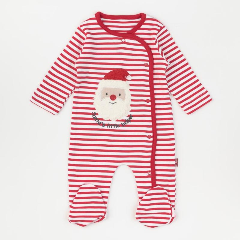 Baby Christmas onesie with long sleeves For a boy  Paun Baby Santas little helper  Red