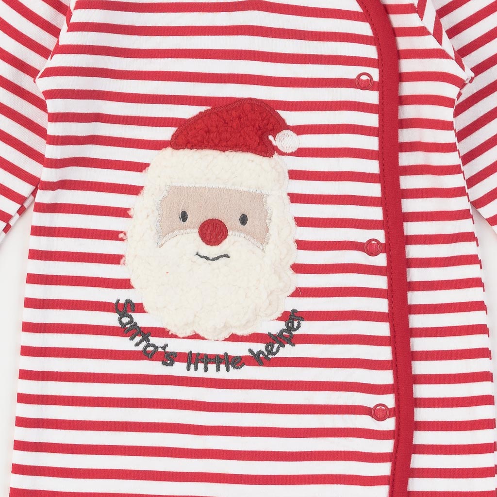 Βρεφικο χριστουγεννιατικο ολοσωμο φορμακι με μακρυ μανικι Για Αγόρι  Paun Baby Santas little helper  Κοκκινο