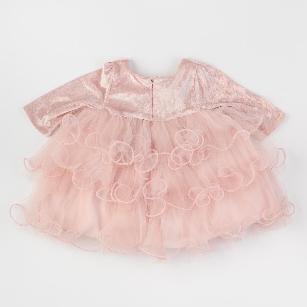 Детска официална рокля с тюл и аксесоар за коса AcaBella This pretty pink girl Розова