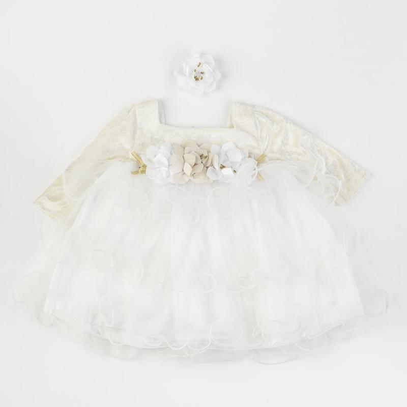 Childrens formal dress with tulle and hair accessory  AcaBella This pretty White girl  White