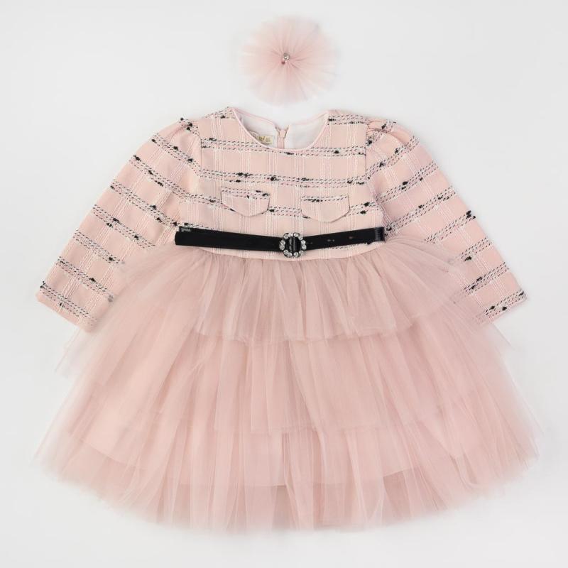 Παιδικο επισημο φορεμα με τουλι ζωνη με αξεσουαρ για τα μαλλια  AcaBella Be this stylish girl  Ροζε