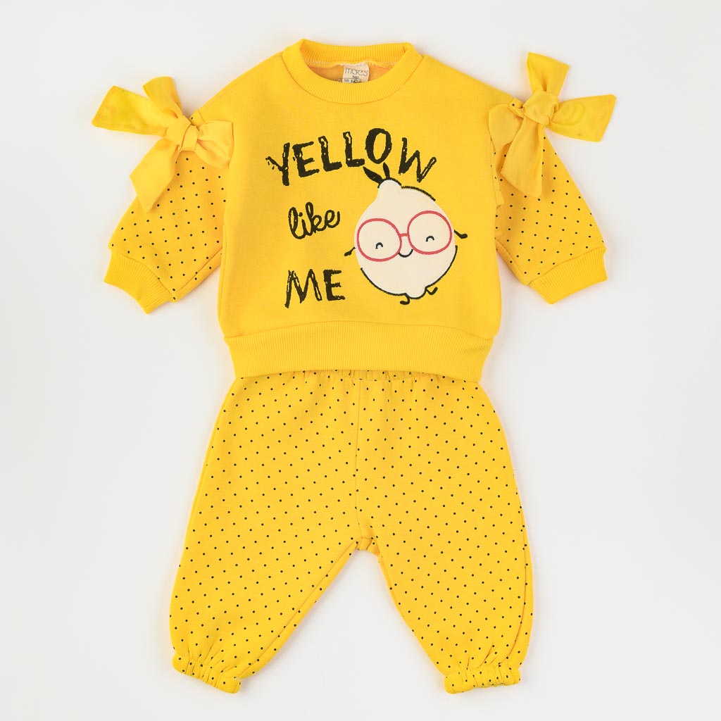 Бебешки ватиран комплект за момиче Yellow like me By Moes Жълт