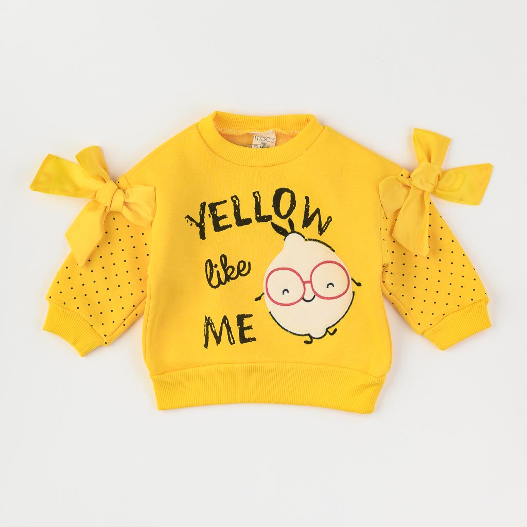 Бебешки ватиран комплект за момиче Yellow like me By Moes Жълт