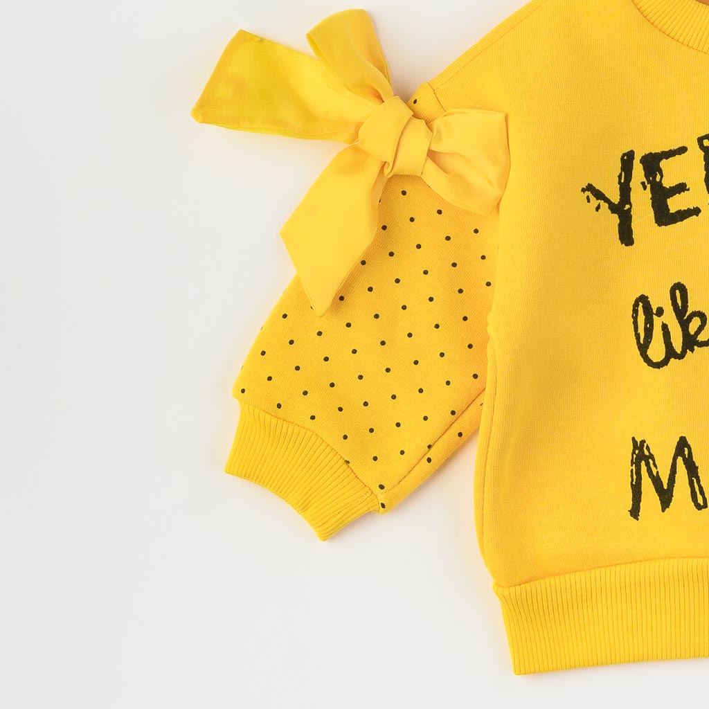 Бебешки атиран комплект за момиче Yellow like me By Moes Жълт