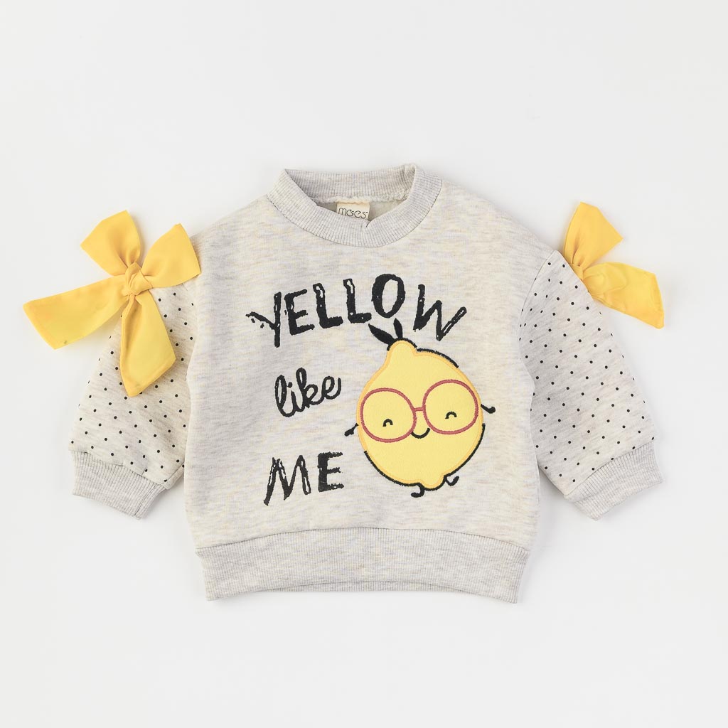 Бебешки атиран комплект за момиче Yellow like me By Moes Сив