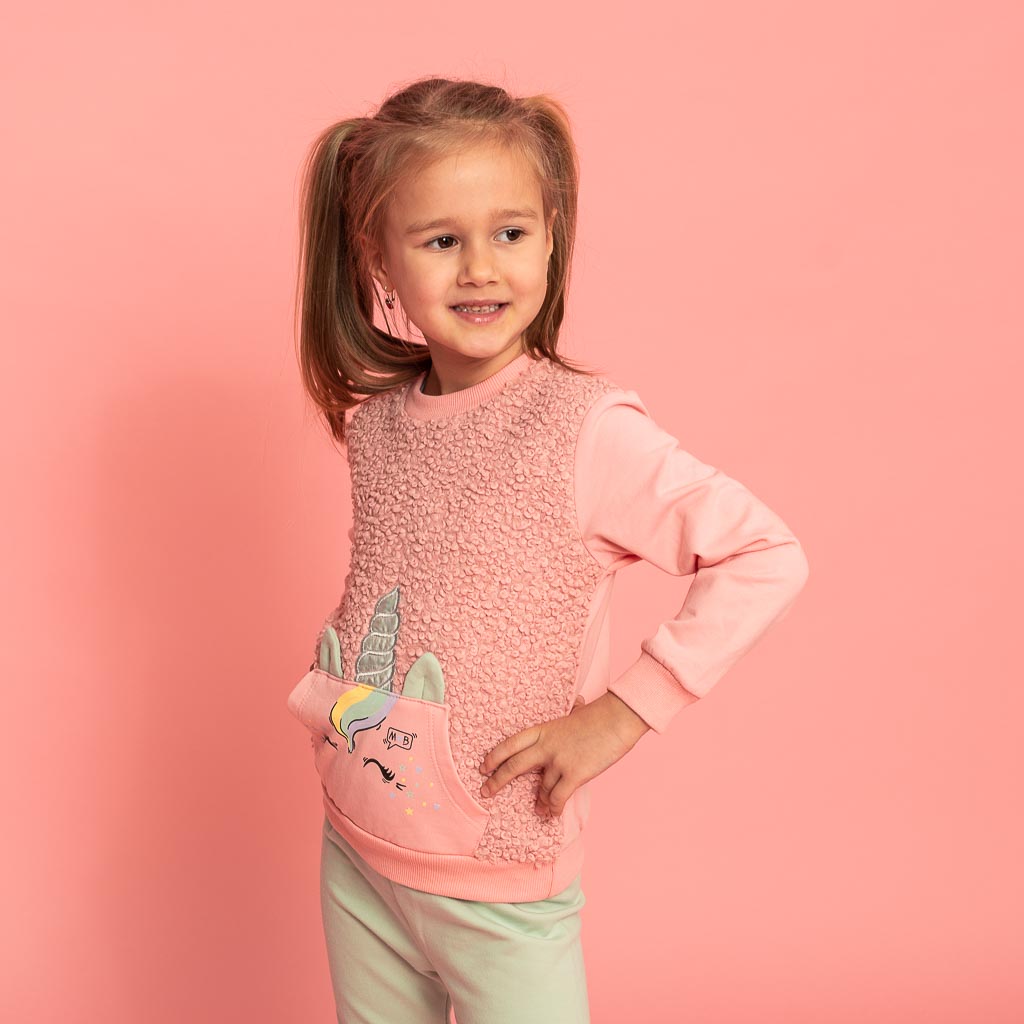 Παιδικό σετ Μπλουζα και κολαν Για Κορίτσι  Miniloox Fluffy Unicorn  Ροζ