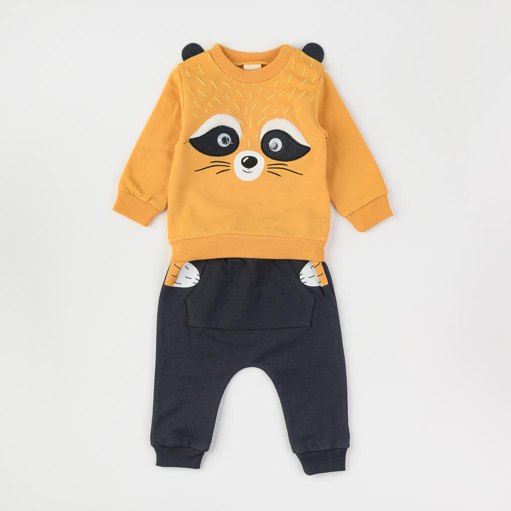 Бебешки спортен комплект за момче Miniloox Racoon Жълт