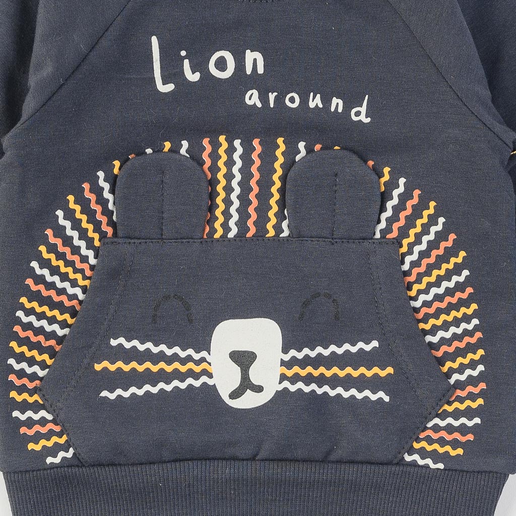Бебешки спортен комплект за момче Miniloox Lion around Сив